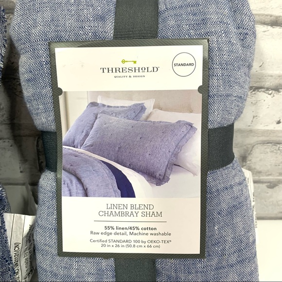 Set of 2 Threshold Linen Blend Raw Edge Chambray Pillow Shams